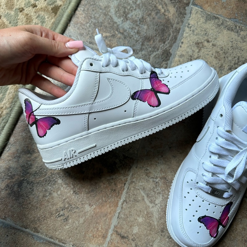 women’s nike air forces with butterflies